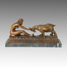 Статуя обнаженной фигуры Леди Овцы Бронзовая скульптура, a. Gory TPE-141